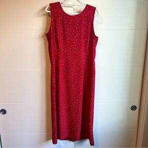 Red Print Sleeveless Long Sun Dress (Size 14)